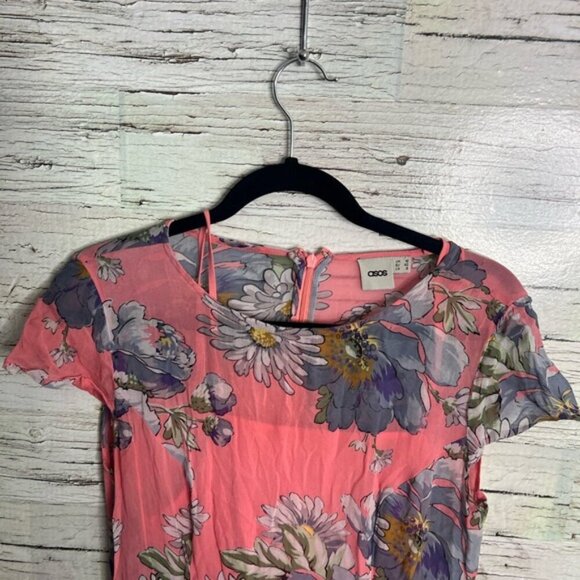 ASOS pink maxi floral dress size 8 - Picture 4 of 8